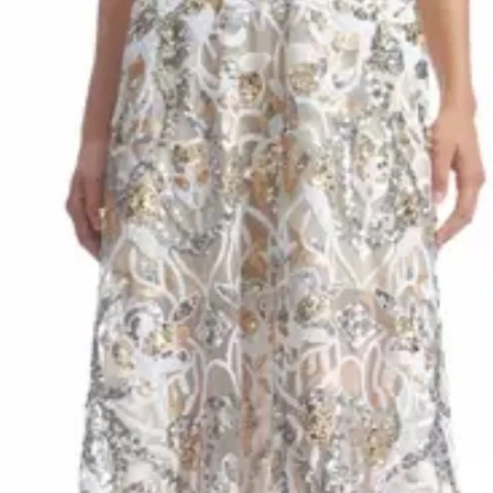 Dress the Population Strapless White and Gold Gown - Picture 5 of 7